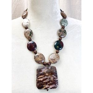 Chunky Polished Natural Genuine Stone Bead Statement Necklace